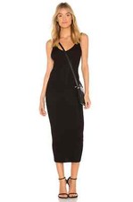 ENZA COSTA Black Rib Ribbed Tank Top Bodycon Viscose Silk Stretch Dress S = 4/6