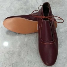 Medieval Viking Cherry Color Leather Shoes Reenactment SCA LARP Shoes A Handmade