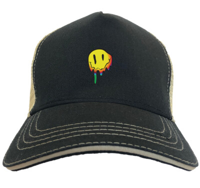 Melting Smiling Face - Psychedelic Lit Feeling It Twill Soft Mesh Trucker Hat