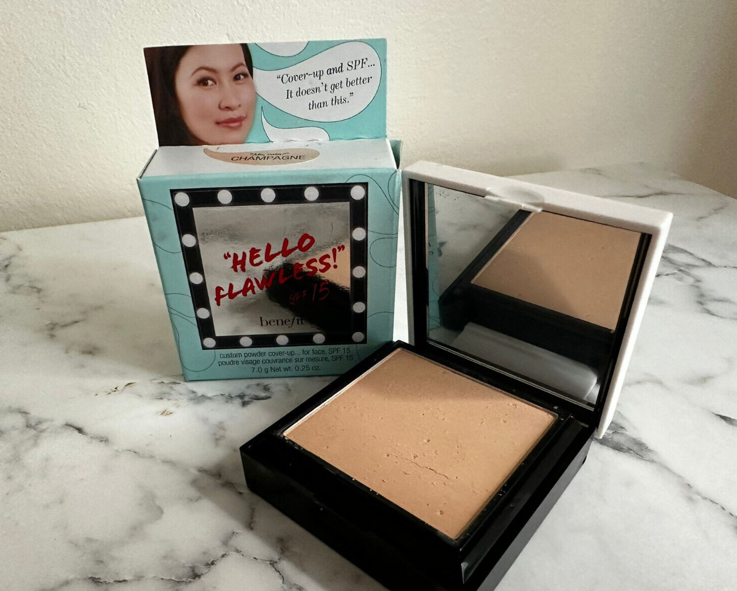 Benefit Hello Flawless Powder Foundation 7g -- ME VAIN CHAMPAGNE - BNIB RARE