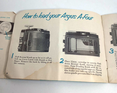 Vintage ARGUS A-FOUR Camera Instruction Manual Booklet - Picture 4 of 5