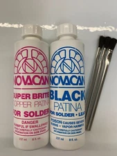 Patina Pack - 2 Bottles of Black and Copper Novacan Patina with 3 Chemical Brush