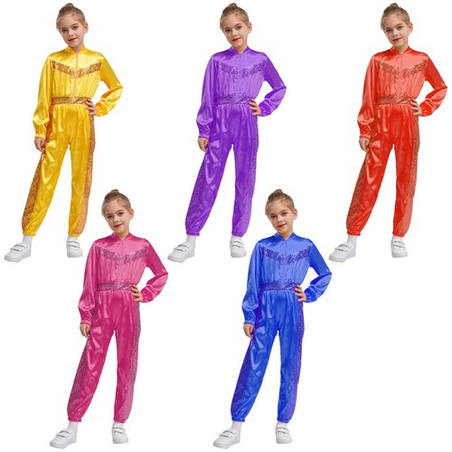 Girls Jumpsuit Hip-hop Romper Dance Bodysuits Street Outfits Xmas Costume Show - Picture 5 of 71