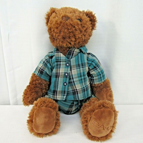teddy bear with plaid shirt