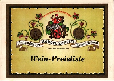 Weingutsbesitzer  Robert Zenzen Mesenich/Model, Wein-Preisliste