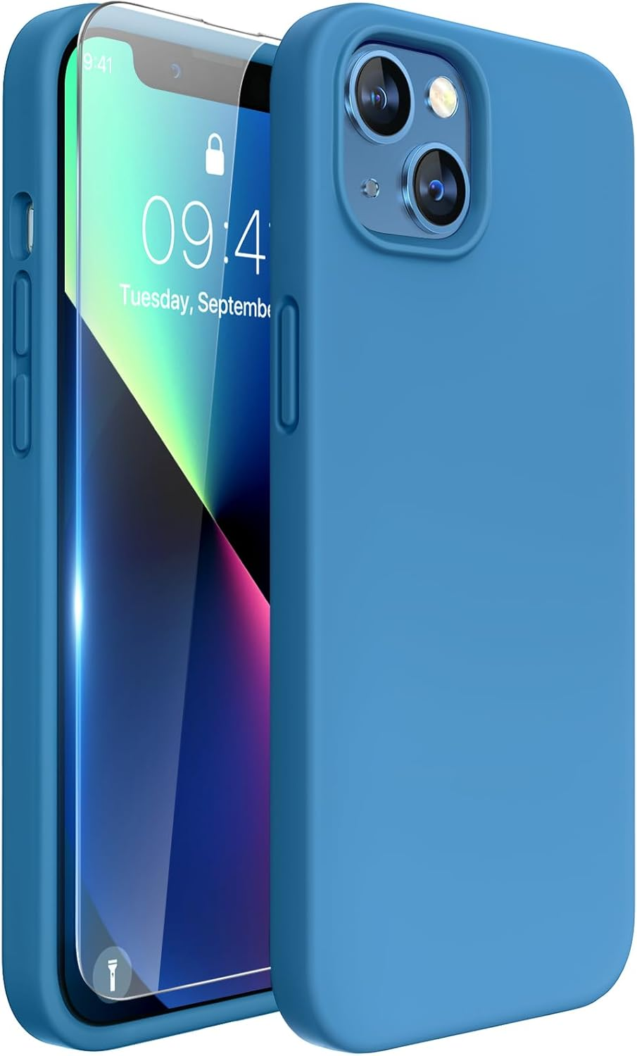 Designed for Iphone 13 Case, with Tempered Glass Screen Protector, [Soft Anti-Sc