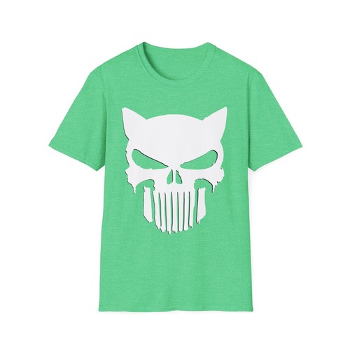 Cat Punisher Skull Unisex Soft Style T-Shirt - Picture 12 of 25