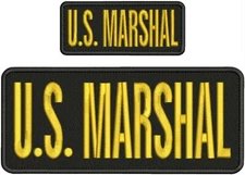 U.S. MARSHAL embroidery patch 4X10 and 2x5 hook  BACK GOLD AND BLACK
