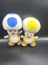 Little Buddy Super Mario All Star Toad Lot Blue Yellow Stuffed Plush 7"