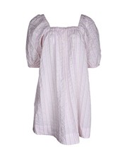 Ganni Striped Seersucker Night Dress In Cotton Women Pink Size 34