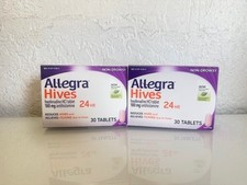 Allegra HIVES 24Hr Non-Drowsy Antihistamine Allergy Relief 30 Tabs Each - 2 Pack