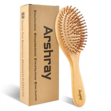 Bamboo hairbrush for combing and massaging Teeth, Medium Oval 