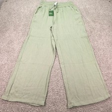 New Halara Wide Leg Drawstring Pant Sage Green Viscose Blend Size M NWT 02800205