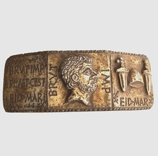 Antiguo artefacto romano de mármol tallado puro fragmento Brutus Eid Mar 45 aC