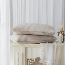 EVERLY 100 Linen Pillowcases Set of 2, Envelope Overlap Closure French Natur...