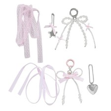 Bowknot Key Chains with Faux Pearls Fashionable Heart Star Keyring for Ladies