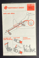 Northwest Orient Boeing 727-200 Safety Card - 10/79