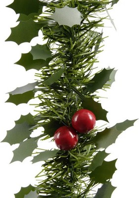 Kaemingk Lamettagirlande Ilex grün mit Beeren  Lamettagirlande