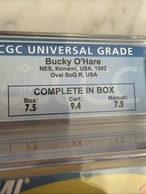 Bucky O'Hare Nintendo, NES 1992 CGC 8.0 CIB Cart GRADED 9.4