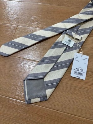 Unused Luigi Borrelli Regimental Stripe Made in Italy Tie Beige