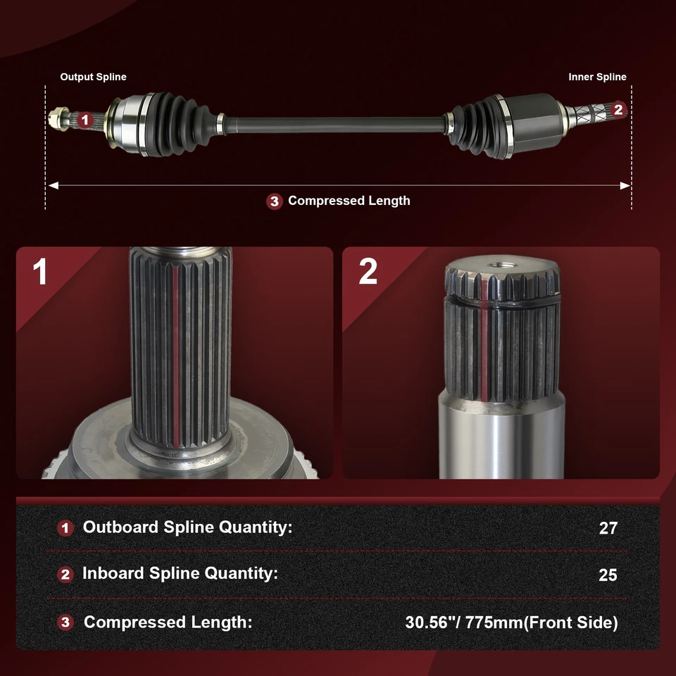 Front CV Axle Shaft for 2005 2006 2007 2008 2009 Subaru Outback Left or Right - Image 3 of 4