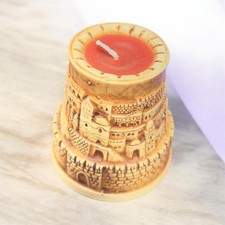 Handmade Jerusalem Stone Candle Holder - Al-Aqsa Dome of the Rock Carved Relief