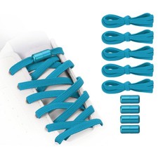 No Tie Shoelaces Tieless Elastic Shoe Laces 5Pcs with 4 Metal Buckles Light Blue