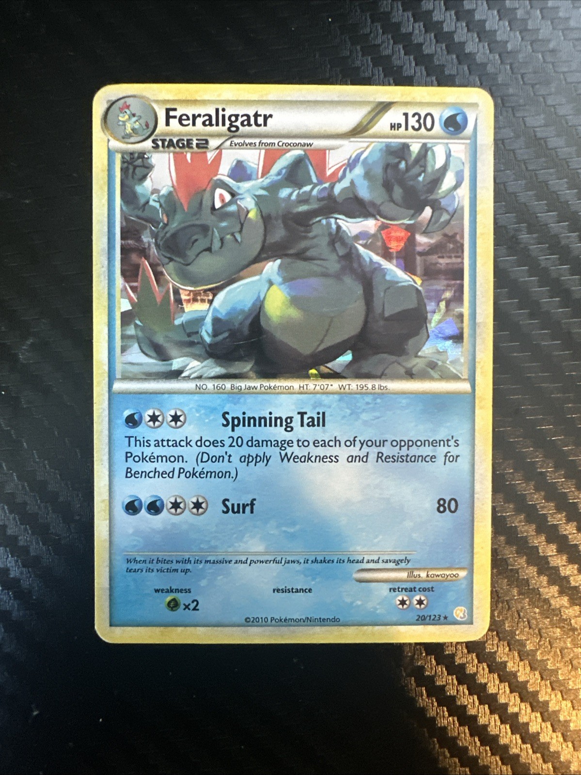Feraligatr 20/123 HeartGold SoulSilver Cracked Ice Holo Rare Pokémon TCG Card MP