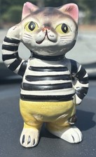 Funny Vintage Kreiss Cat Figurine Striped Shi...