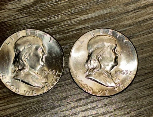 🌟2 - 1963-D 50C Franklin Half Dollars, UNCIRCULATED