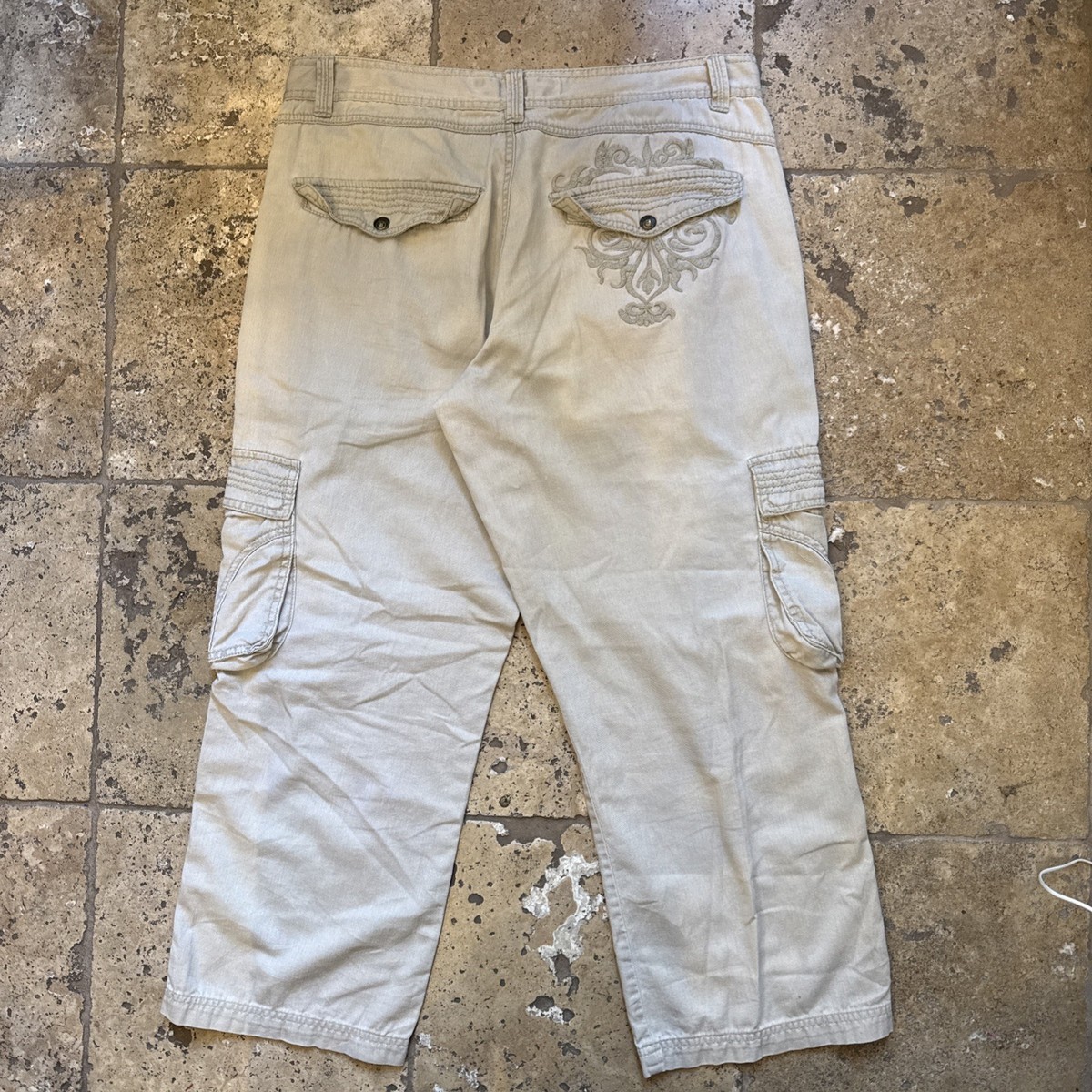 Vintage Caffeine Raver Skater Pants 34 Waist Cargo Pockets Khaki 
