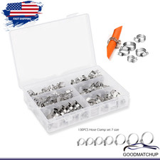 130pcs Adjustable Hose Clamps Worm Gear Stainless Steel Clamp Assortment Set
