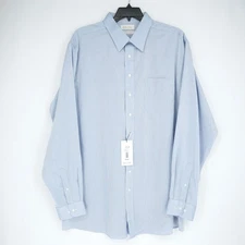Roundtree Yorke Gold Label Shirt 18.5"-38/39" TALL Blue Non-Iron 100% Cotton NWT