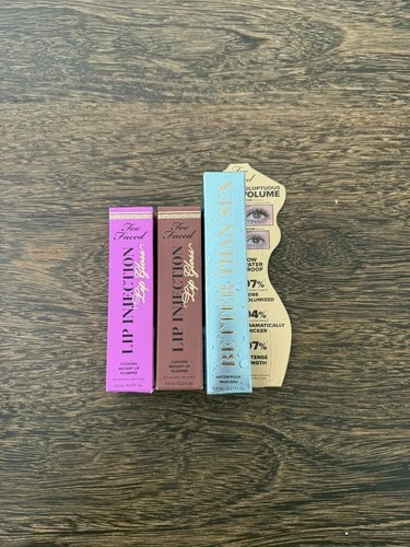 TOO FACED LOT of 3 $85 LIP INJECTION LIP GLOSS x2 , BETTER THAN SEX MASCARA - product listing photo