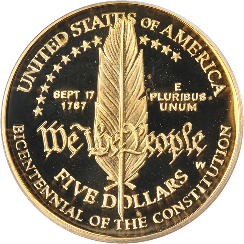 1987-W Constitution Commemorative Gold $5 ICG PR70 DCAM - Image 2 of 4