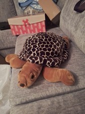 FAO Schwarz 5th Ave rare 20"x12" Printed Turtle Plush - Sea Turtle - Leopard