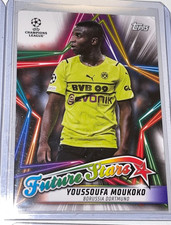 RARE YOUSSOUFA MOUKOKO FUTURE STARS ROOKIE CARD 2021-22 TOPPS UEFA CLUB BVB. rookie card picture
