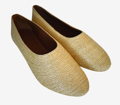 NEW STAUD *ALBA* Beige RAFFIA Ballet Flats Slip-on Shoes EUR-41 US-11