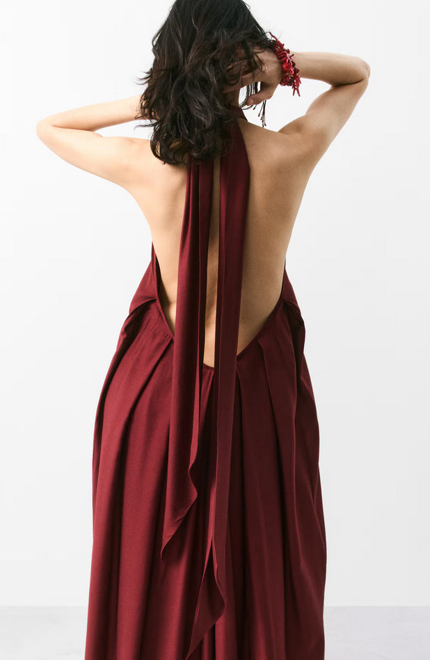 H&M Maxi halterneck dress (Dark red) | eBay