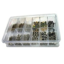 144Pack Stainless Steel Quartz Watch Stem  Crown Kit Mutil-Size Assortment Box