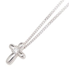 Vendome Pt850 Platinum Pt900 Platinum Diamond Cross Motif Necklace for Women Ex 
