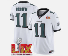 Men's 11 A.J. Brown White 2025 Super Bowl LIX Patch Limited Stitched Jersey