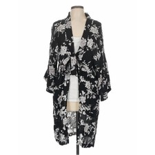 Spiritual Gangster Womens Maya Kimono OS Black Floral Boho Beach Cover Up Layer