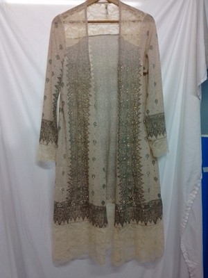 Voice Of California Women's Size Small Sequin Open Cardigan Lace Long