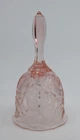Vtg Fenton Art Glass Rose Petal Pink Bell Inverted Strawberry Pattern 1990s 6"