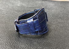Handmade Croc Skin Leather Watch Bund Strap Band 18mm/24mm Dark Blue