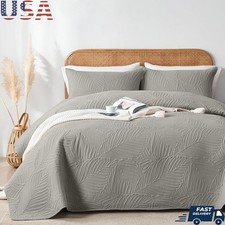 Microfiber King Quilt Set Lightweight Comforter All Season Bedspread Shams New