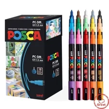 uniball POSCA 15pk PC-3M Water Based Paint Markers Fine Tip 0.9-1.3mm