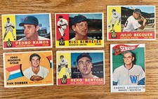 Topps 1960 Washington Senators 6 Vintage Baseball Card Lot w/ RC. Great Price!