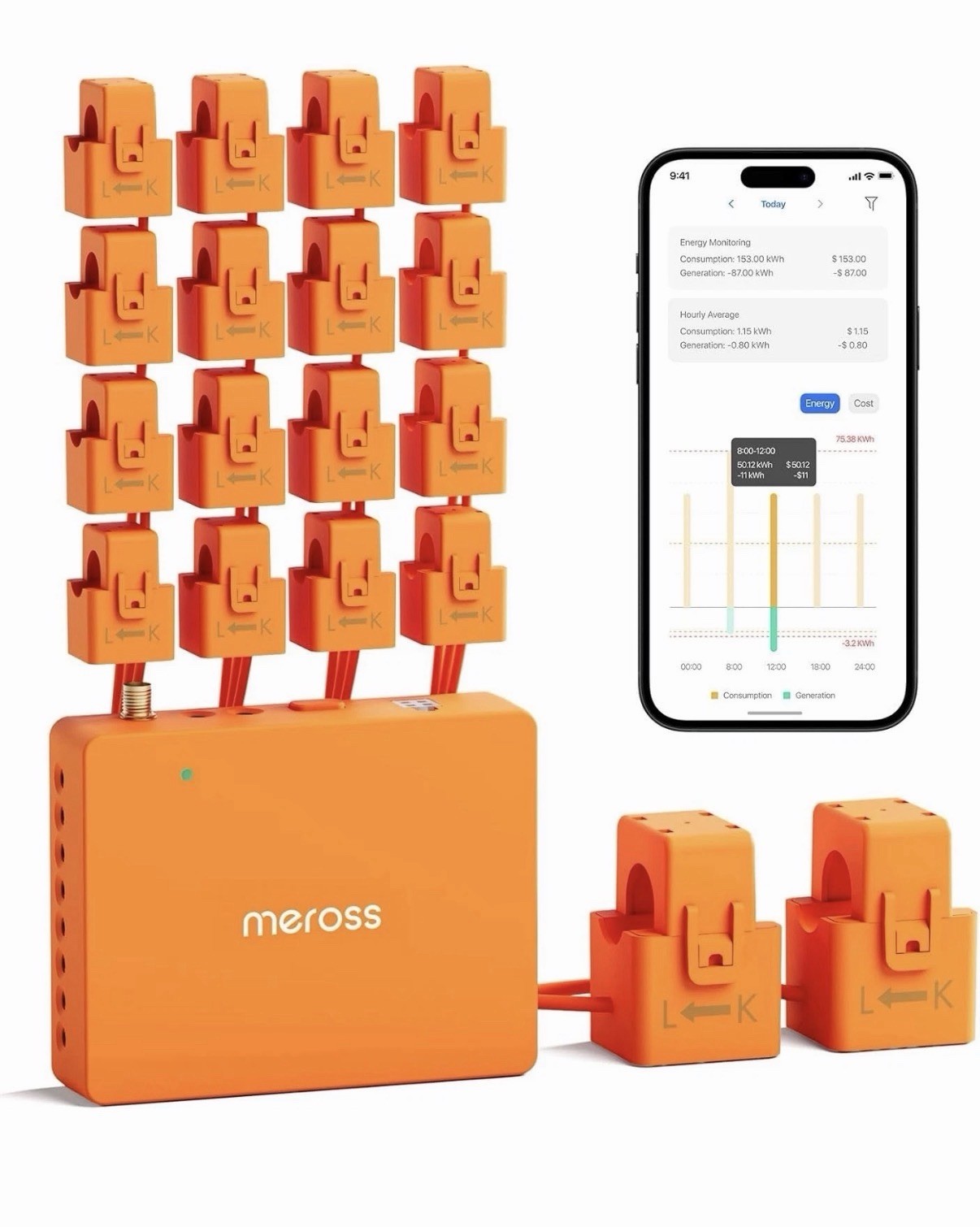 Meross Em16 Pro Smart Energy Monitor 16 Circuit Wifi Home Power Monitor New